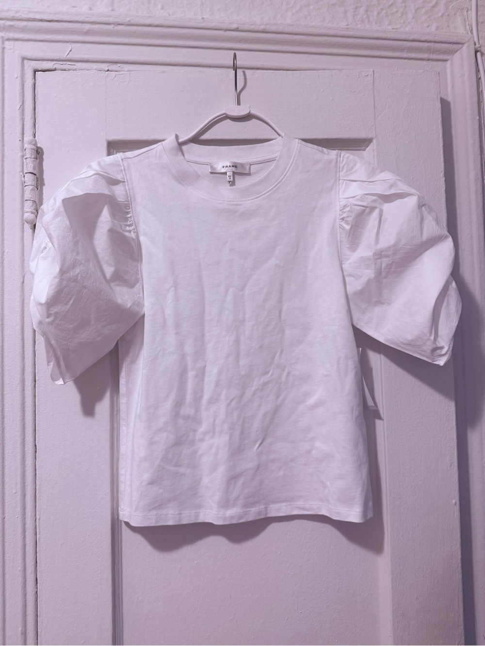 Frame Denim White Puff Sleeve Short Sleeve Tee